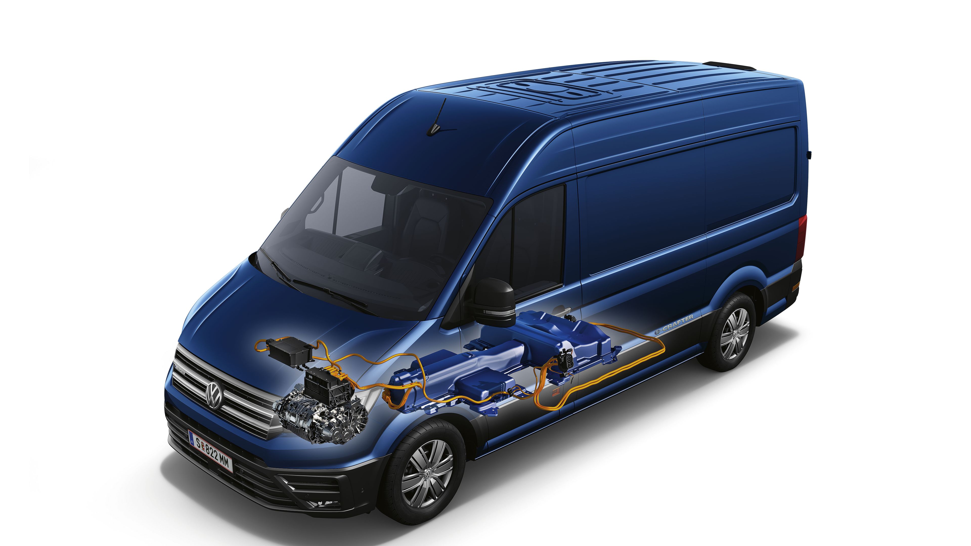 Abbildung des technischen Innenlebens des VW e-crafter