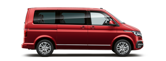 VW Multivan rot Seitenansicht